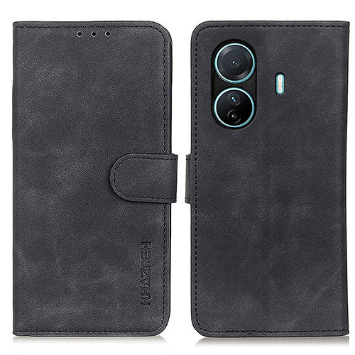 Leather Case Stands Flip Cover Holder K03Z for Vivo iQOO Z6 Pro 5G Black