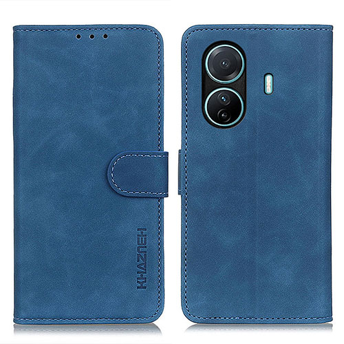 Leather Case Stands Flip Cover Holder K03Z for Vivo T1 Pro 5G Blue