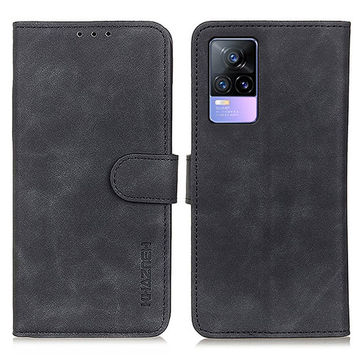 Leather Case Stands Flip Cover Holder K03Z for Vivo V21e 4G Black