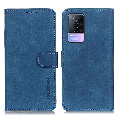 Leather Case Stands Flip Cover Holder K03Z for Vivo V21e 4G Blue