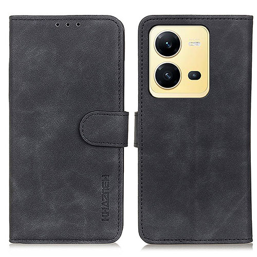 Leather Case Stands Flip Cover Holder K03Z for Vivo V25 5G Black