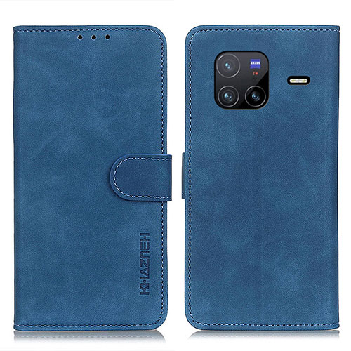 Leather Case Stands Flip Cover Holder K03Z for Vivo X80 5G Blue