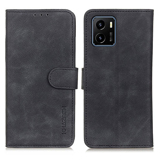 Leather Case Stands Flip Cover Holder K03Z for Vivo Y01 Black