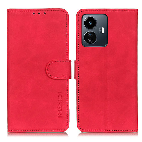 Leather Case Stands Flip Cover Holder K03Z for Vivo Y77e t1 Red