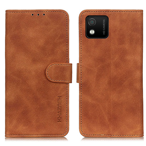 Leather Case Stands Flip Cover Holder K03Z for Wiko Y52 Brown