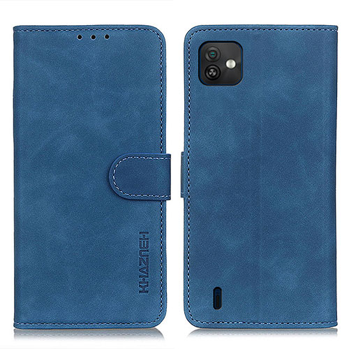 Leather Case Stands Flip Cover Holder K03Z for Wiko Y82 Blue