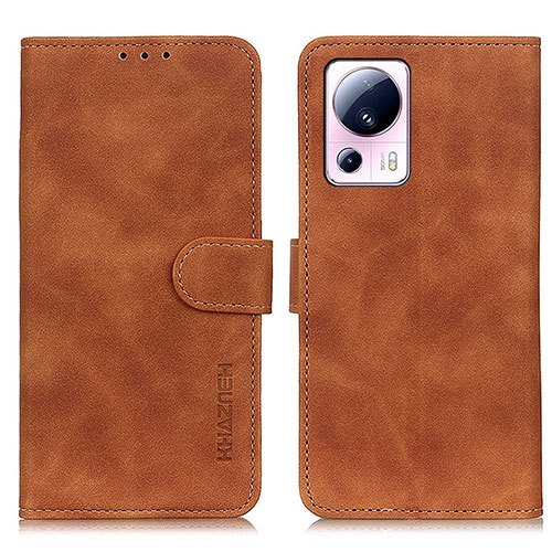 Leather Case Stands Flip Cover Holder K03Z for Xiaomi Civi 2 5G Brown