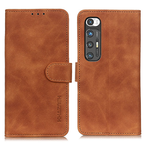 Leather Case Stands Flip Cover Holder K03Z for Xiaomi Mi 10S 5G Brown