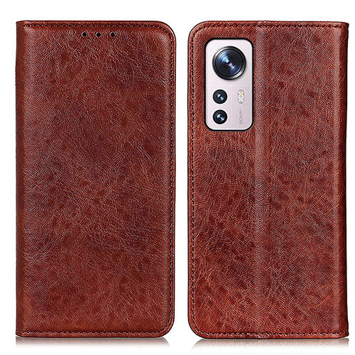 Leather Case Stands Flip Cover Holder K03Z for Xiaomi Mi 12X 5G Brown