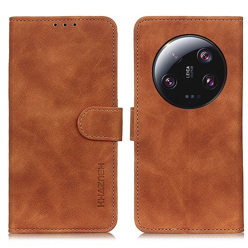 Leather Case Stands Flip Cover Holder K03Z for Xiaomi Mi 13 Ultra 5G Brown