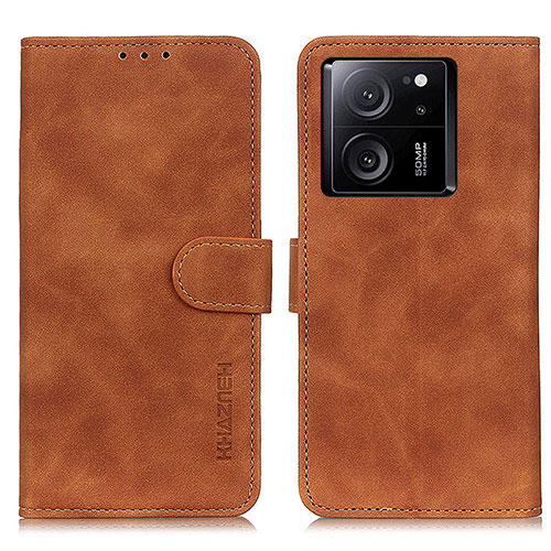 Leather Case Stands Flip Cover Holder K03Z for Xiaomi Mi 13T 5G Brown