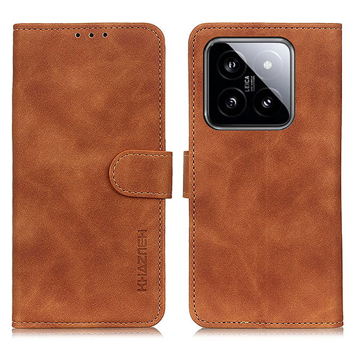 Leather Case Stands Flip Cover Holder K03Z for Xiaomi Mi 14 5G Brown