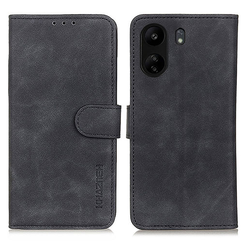 Leather Case Stands Flip Cover Holder K03Z for Xiaomi Poco C65 Black