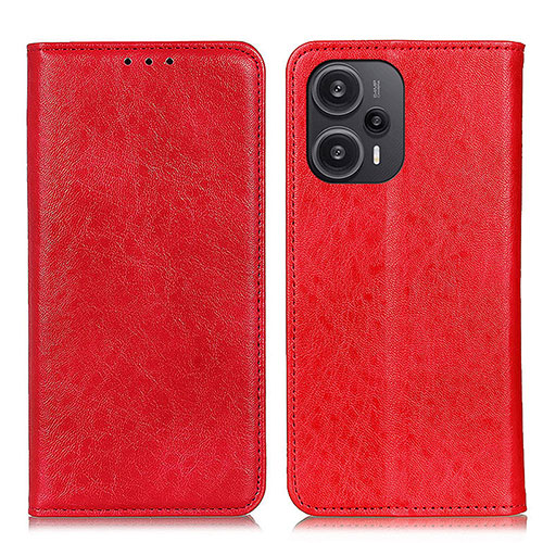 Leather Case Stands Flip Cover Holder K03Z for Xiaomi Poco F5 5G Red