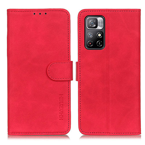 Leather Case Stands Flip Cover Holder K03Z for Xiaomi Poco M4 Pro 5G Red