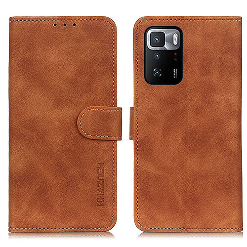 Leather Case Stands Flip Cover Holder K03Z for Xiaomi Poco X3 GT 5G Brown