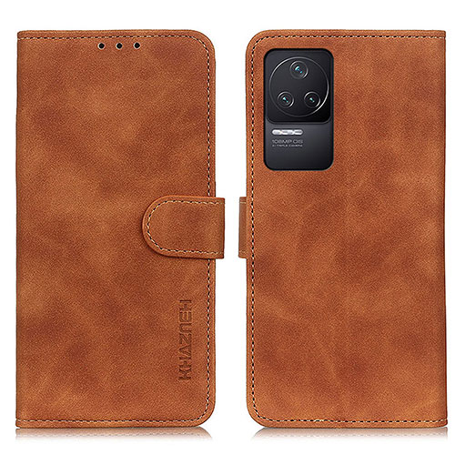 Leather Case Stands Flip Cover Holder K03Z for Xiaomi Redmi K50 5G Brown