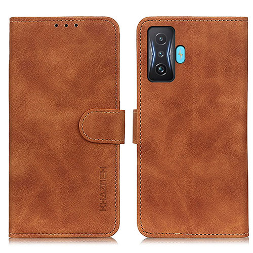 Leather Case Stands Flip Cover Holder K03Z for Xiaomi Redmi K50 Gaming 5G Brown