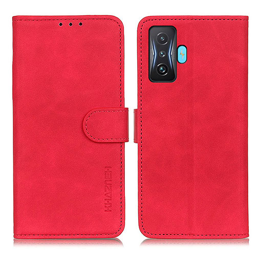 Leather Case Stands Flip Cover Holder K03Z for Xiaomi Redmi K50 Gaming 5G Red