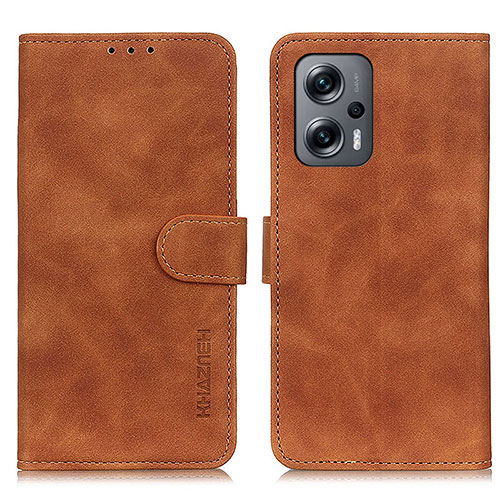 Leather Case Stands Flip Cover Holder K03Z for Xiaomi Redmi K50i 5G Brown