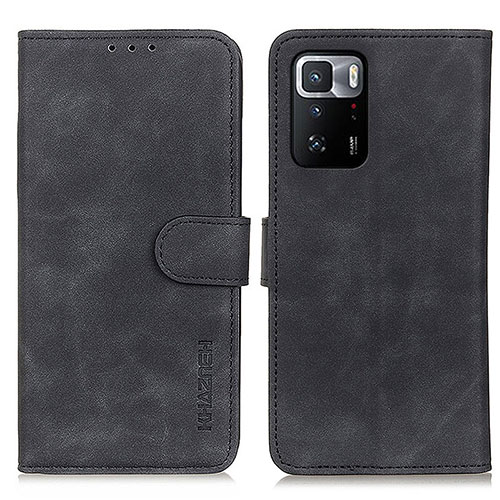 Leather Case Stands Flip Cover Holder K03Z for Xiaomi Redmi Note 10 Pro 5G Black