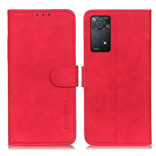 Leather Case Stands Flip Cover Holder K03Z for Xiaomi Redmi Note 11 Pro 4G Red