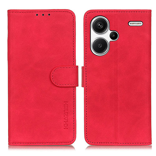 Leather Case Stands Flip Cover Holder K03Z for Xiaomi Redmi Note 13 Pro+ Plus 5G Red