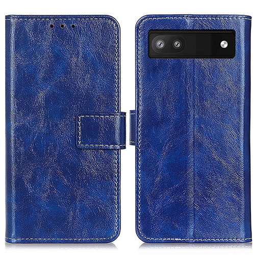 Leather Case Stands Flip Cover Holder K04Z for Google Pixel 6a 5G Blue