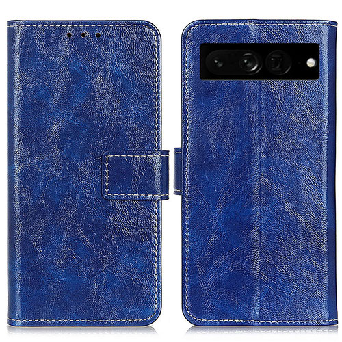 Leather Case Stands Flip Cover Holder K04Z for Google Pixel 7 Pro 5G Blue