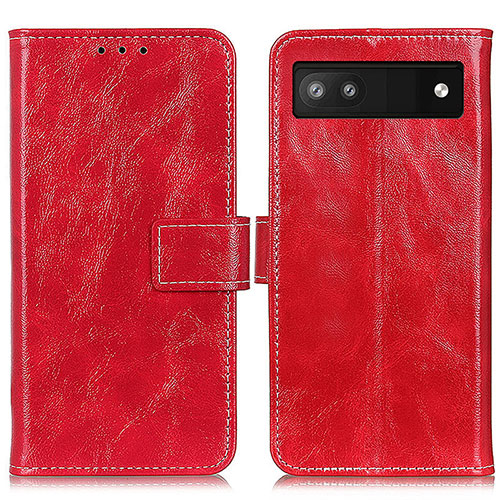 Leather Case Stands Flip Cover Holder K04Z for Google Pixel 7a 5G Red