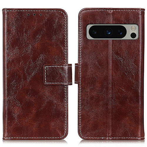 Leather Case Stands Flip Cover Holder K04Z for Google Pixel 8 Pro 5G Brown