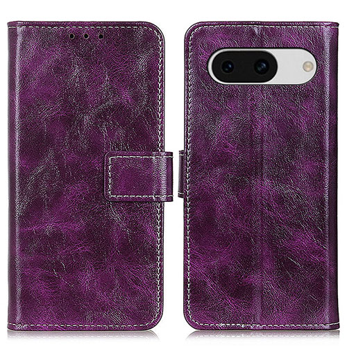 Leather Case Stands Flip Cover Holder K04Z for Google Pixel 8a 5G Purple