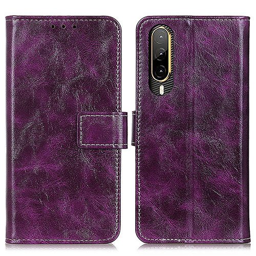 Leather Case Stands Flip Cover Holder K04Z for HTC Desire 22 Pro 5G Purple