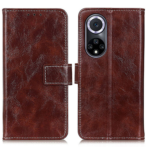 Leather Case Stands Flip Cover Holder K04Z for Huawei Honor 50 5G Brown