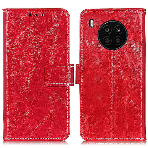 Leather Case Stands Flip Cover Holder K04Z for Huawei Honor 50 Lite Red