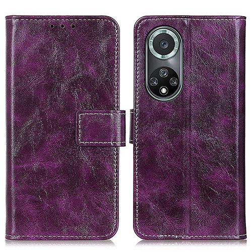 Leather Case Stands Flip Cover Holder K04Z for Huawei Honor 50 Pro 5G Purple