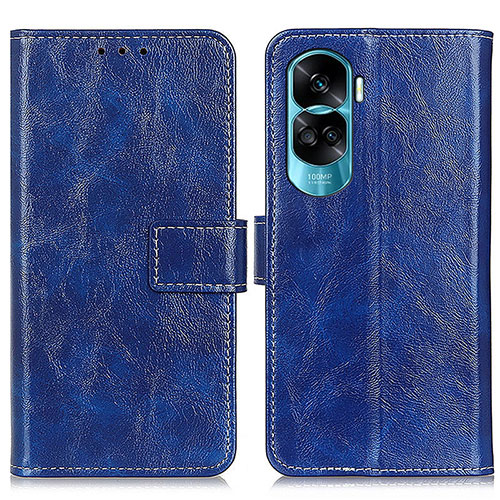 Leather Case Stands Flip Cover Holder K04Z for Huawei Honor 90 Lite 5G Blue