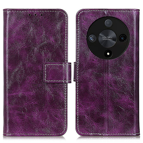 Leather Case Stands Flip Cover Holder K04Z for Huawei Honor Magic6 Lite 5G Purple