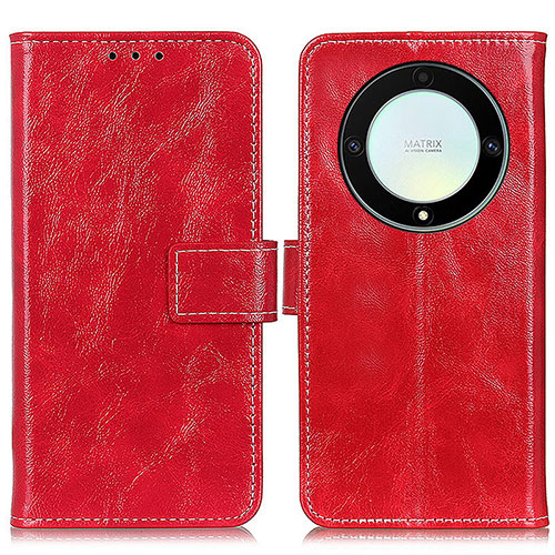 Leather Case Stands Flip Cover Holder K04Z for Huawei Honor X9a 5G Red