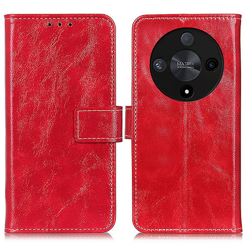 Leather Case Stands Flip Cover Holder K04Z for Huawei Honor X9b 5G Red