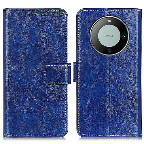 Leather Case Stands Flip Cover Holder K04Z for Huawei Mate 60 Pro Blue