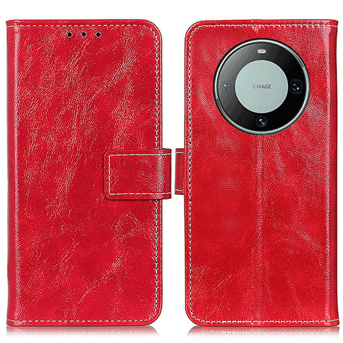 Leather Case Stands Flip Cover Holder K04Z for Huawei Mate 60 Pro Red