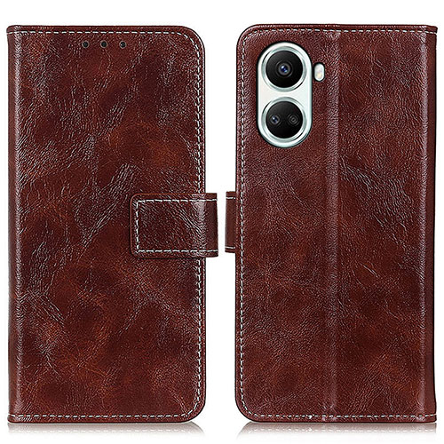 Leather Case Stands Flip Cover Holder K04Z for Huawei Nova 10 SE Brown