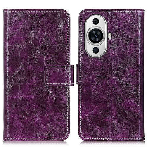 Leather Case Stands Flip Cover Holder K04Z for Huawei Nova 11 Pro Purple