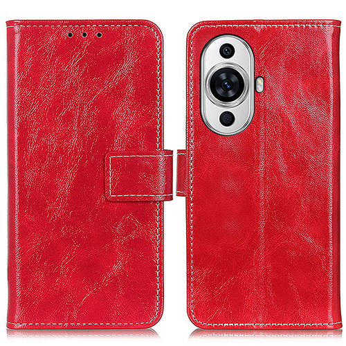 Leather Case Stands Flip Cover Holder K04Z for Huawei Nova 11 Pro Red