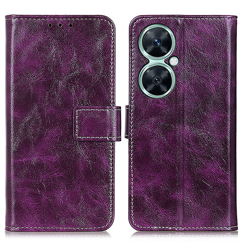 Leather Case Stands Flip Cover Holder K04Z for Huawei Nova 11i Purple