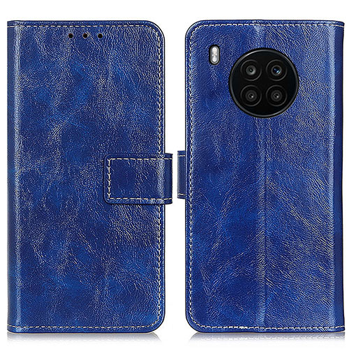 Leather Case Stands Flip Cover Holder K04Z for Huawei Nova 8i Blue