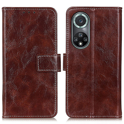 Leather Case Stands Flip Cover Holder K04Z for Huawei Nova 9 Pro Brown