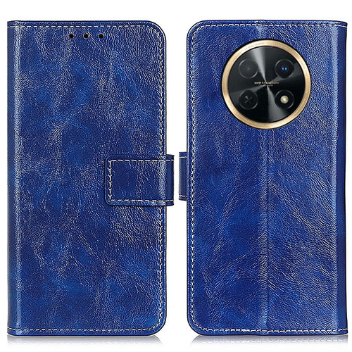 Leather Case Stands Flip Cover Holder K04Z for Huawei Nova Y91 Blue