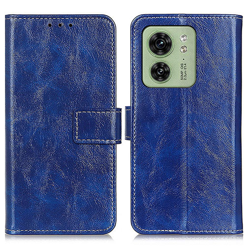 Leather Case Stands Flip Cover Holder K04Z for Motorola Moto Edge (2023) 5G Blue